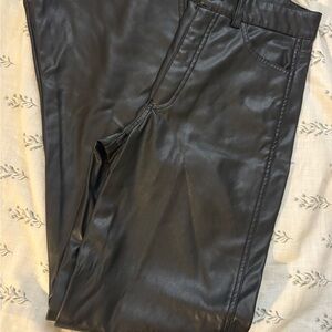 Garage Black Leather Look Pants